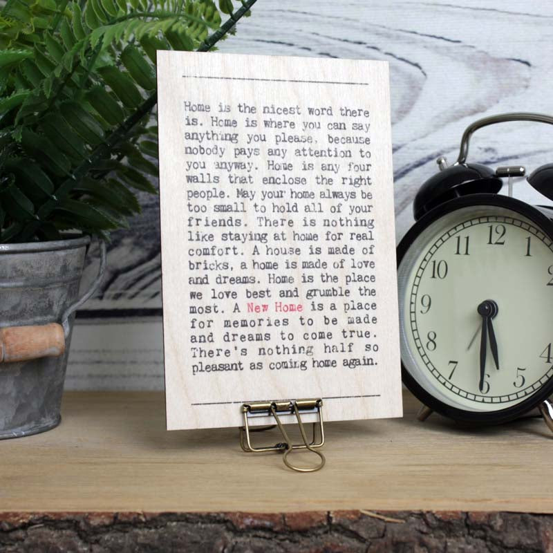 New Home Wise Words Wooden Plaque with Hanger
