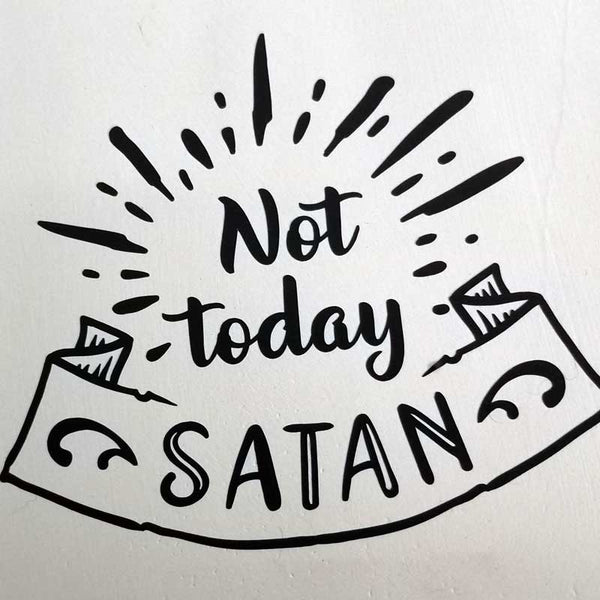 Humorous Not Today Satan Square Ceramic Plaque - 13x13cm