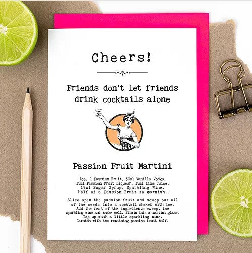 Passionfruit Martini Cocktail Recipe Birthday Card