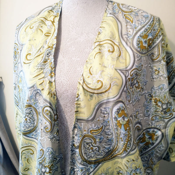 Handmade Upcycled Mid-Sleeved Kimono - Pastel Paisley
