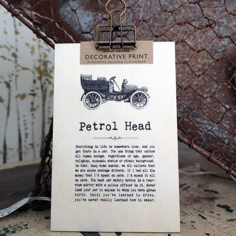 Petrol Head Wise Words Wooden Plaque with Hanger
