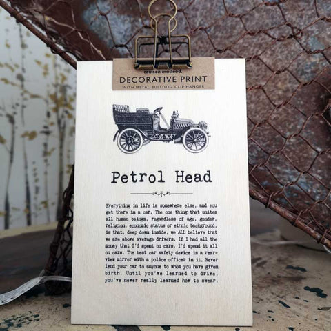 Petrol Head Wise Words Wooden Plaque with Hanger