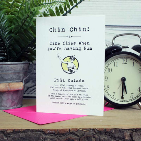 Pina Colada Cocktail Recipe Birthday Card