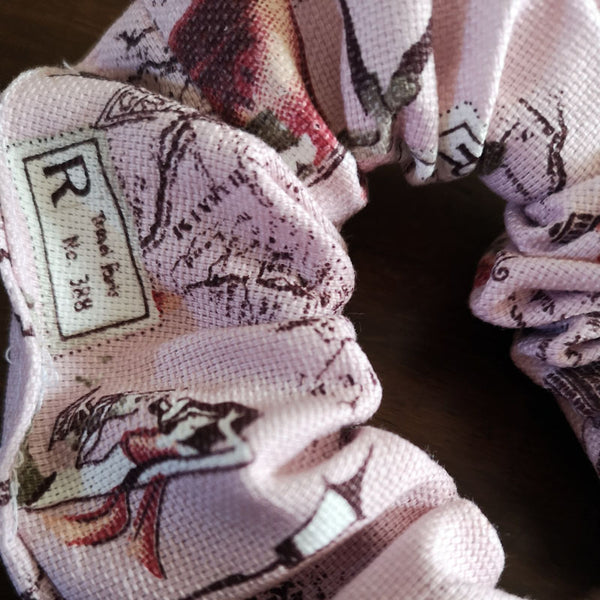 Handmade Pink Paris Chic Scrunchie - 2" Wide