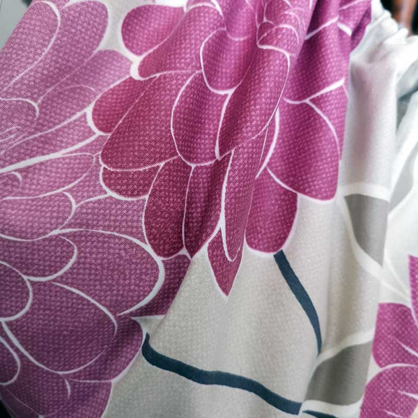 Handmade and Upcycled Double-sided Drawstring Tote Bag - Pink and Teal Floral