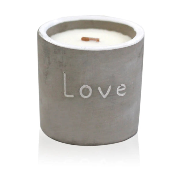 Medium Pot Wooden Wick Love Concrete Candle - Purple Fig & Cassis