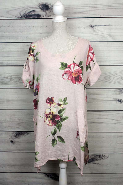 Italian Floral Linen Tunic Top - more colours available