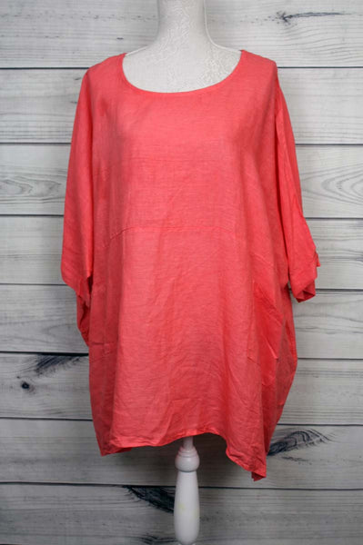 Italian Plain Plus Size Lagenlook Linen Top - more colours available