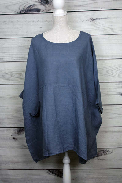 Italian Plain Plus Size Lagenlook Linen Top - more colours available