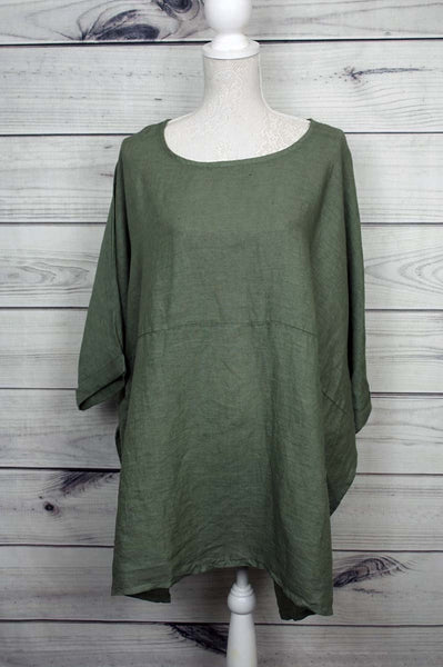 Italian Plain Plus Size Lagenlook Linen Top - more colours available