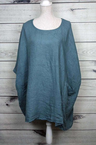 Italian Plain Plus Size Lagenlook Linen Top - more colours available