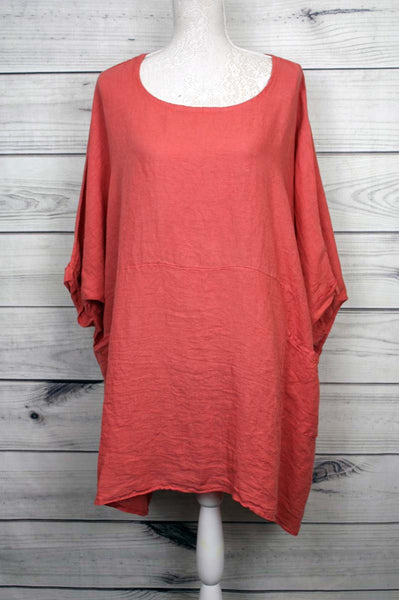 Italian Plain Plus Size Lagenlook Linen Top - more colours available
