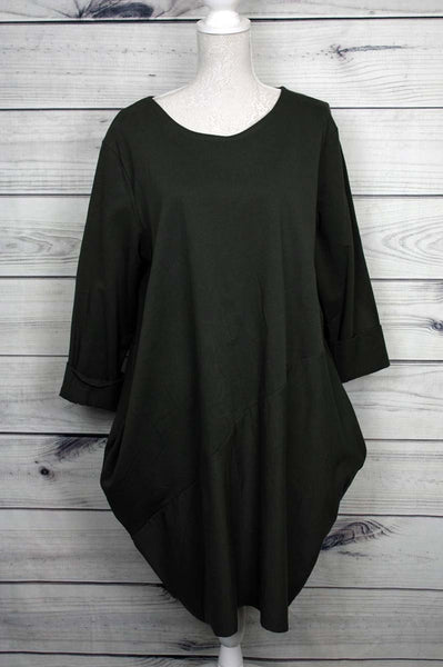 Italian Side Pockets Plain Cotton Lagenlook Dress - more colours available