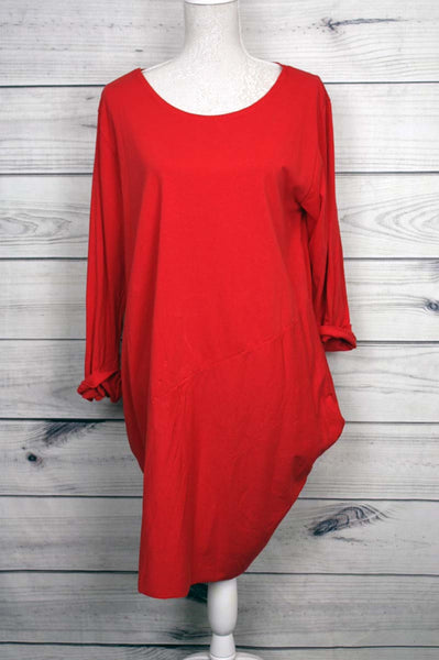 Italian Side Pockets Plain Cotton Lagenlook Dress - more colours available