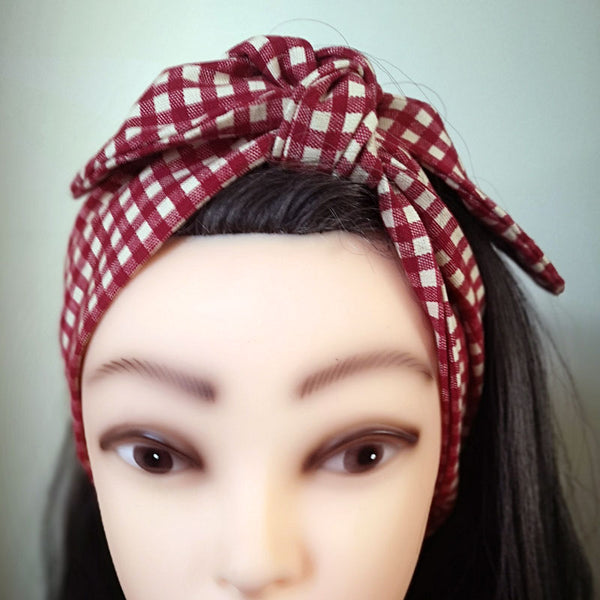 Red Gingham Rockabilly Hair Wrap