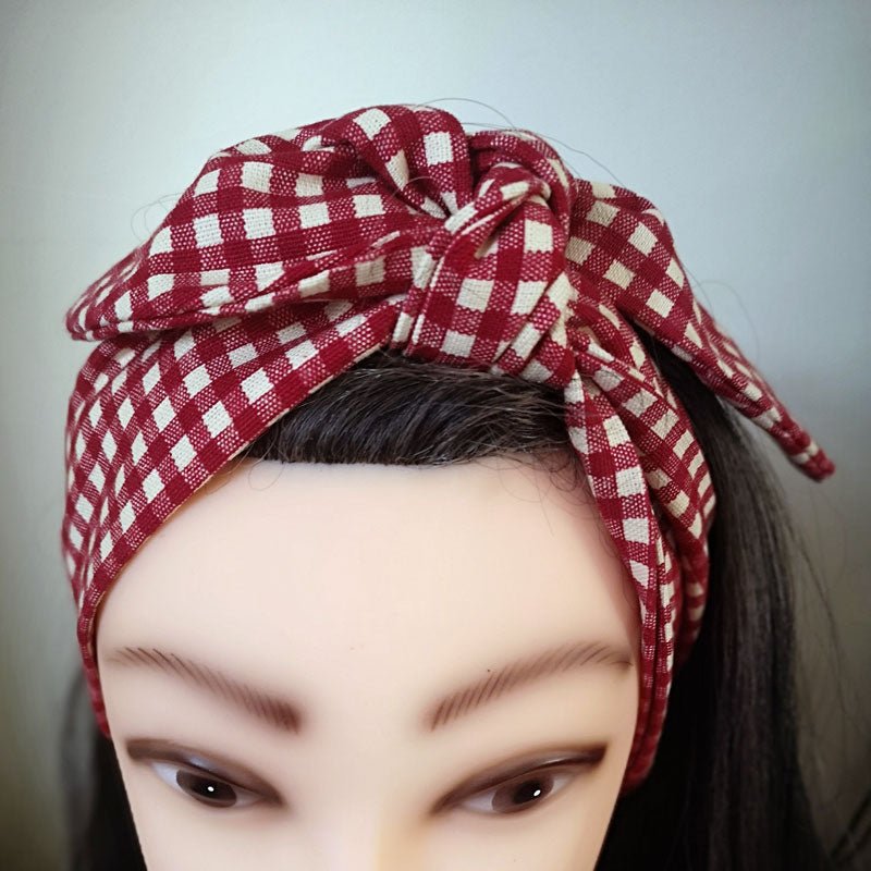 Red Gingham Rockabilly Hair Wrap