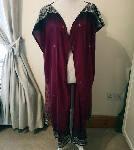 Handmade Upcycled Sari Fabric Kimono - Purple