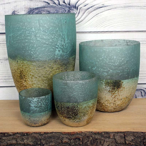 Sea Green Silver Glass Votives - different sizes available