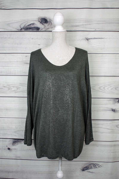 Italian Diamante Skull Pattern Oversized Top - more colours available