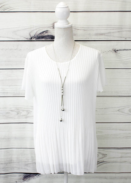 Ladies Pleated Short Sleeve Blouse - more colours available