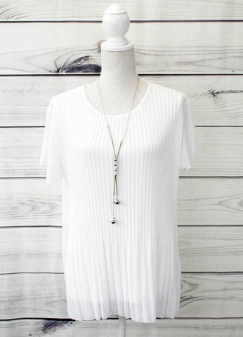 Ladies Pleated Short Sleeve Blouse - more colours available
