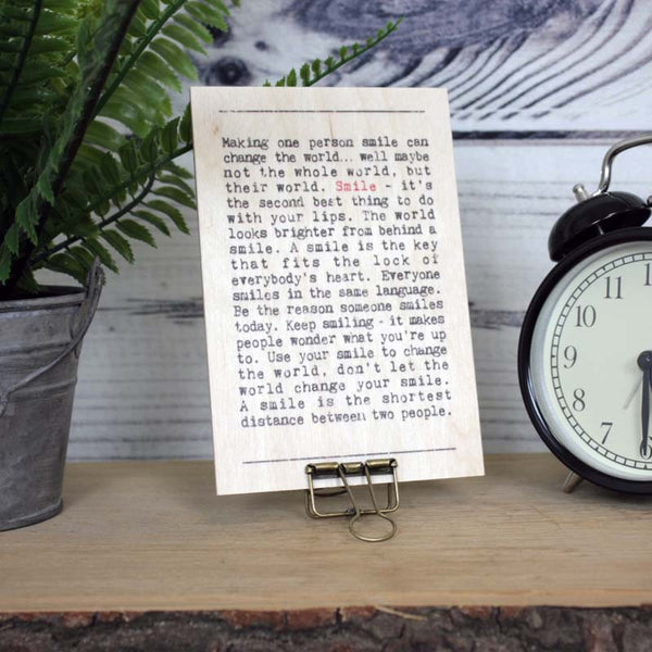 Smile Wise Words Wooden Plaque with Hanger