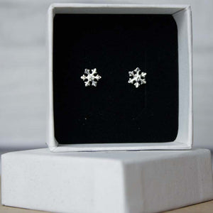 Silver Petite Snowflake Studs