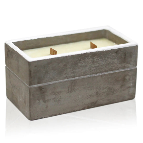 Large Box Wooden Wick Concrete Soy Wax Candle - Spiced Island Lime