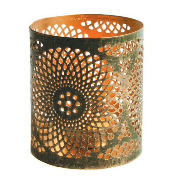 Green Mandala Metal Die-Cut Tealight Holder - 10cm height