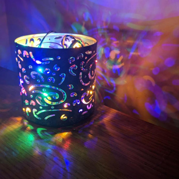 Pink Swirl Metal Die-Cut Tealight Holder - 9cm height