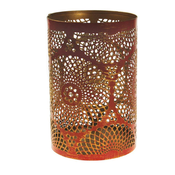 Red Mandala Metal Die-Cut Tealight Holder - 15cm height