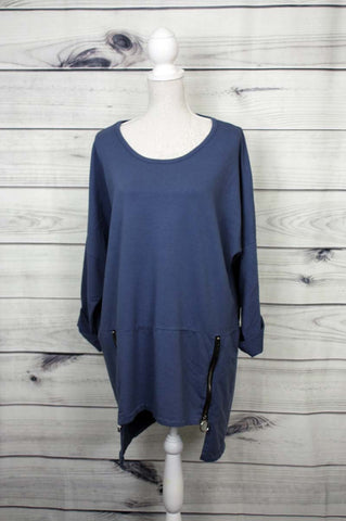 Italian Plain Zip-detail Top - more colours available