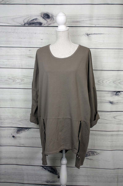 Italian Plain Zip-detail Top - more colours available