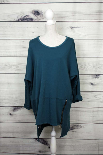 Italian Plain Zip-detail Top - more colours available
