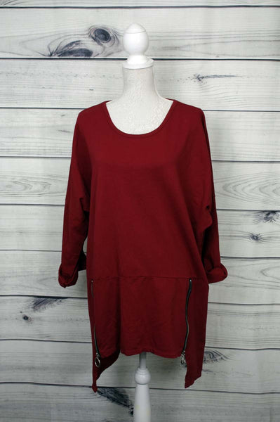 Italian Plain Zip-detail Top - more colours available
