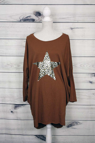 Leopard Print Star Motif Top - more colours available