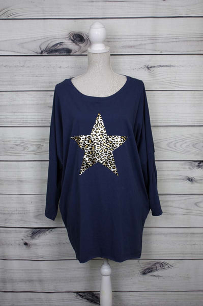 Leopard Print Star Motif Top - more colours available