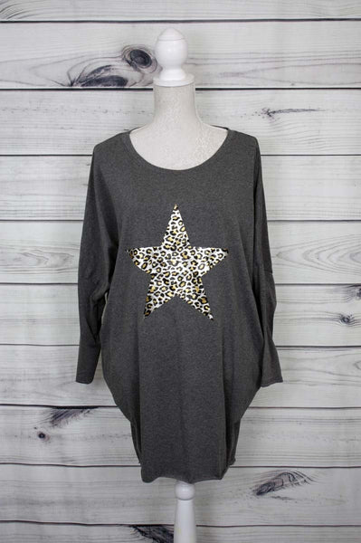 Leopard Print Star Motif Top - more colours available