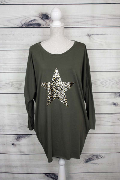 Leopard Print Star Motif Top - more colours available