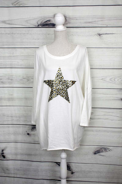 Leopard Print Star Motif Top - more colours available