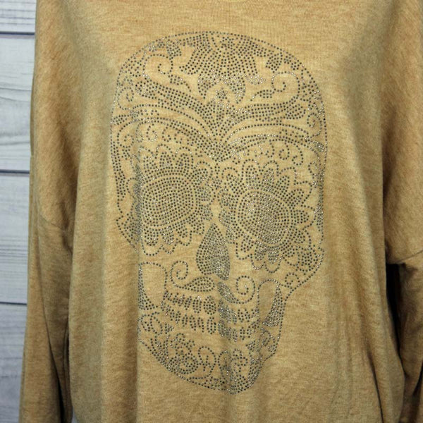 Italian Diamante Skull Pattern Oversized Top - more colours available