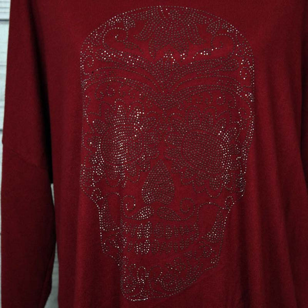 Italian Diamante Skull Pattern Oversized Top - more colours available