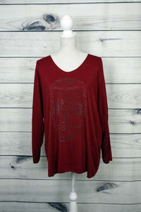 Italian Diamante Skull Pattern Oversized Top - more colours available