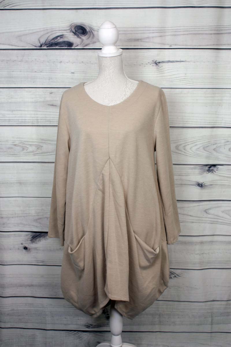 Woollen Plain Panelled Pockets Top - more colours available