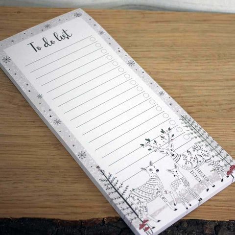 Winter Forest Folk Deer To-Do List Notepad