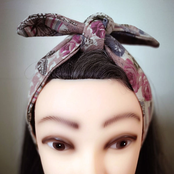 Vintage Floral and Butterflies Rockabilly Hair Wrap