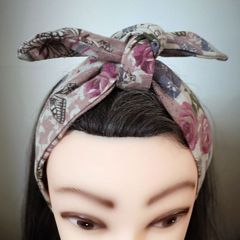 Vintage Floral and Butterflies Rockabilly Hair Wrap