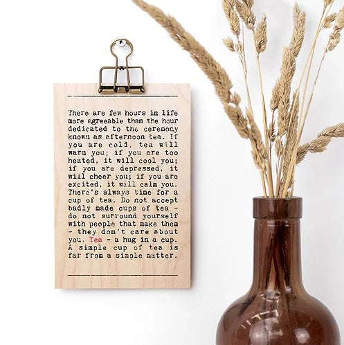 Tea Wise Words Wooden Plaque with Hanger