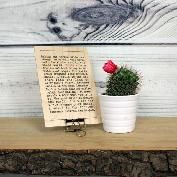 Smile Wise Words Wooden Plaque with Hanger