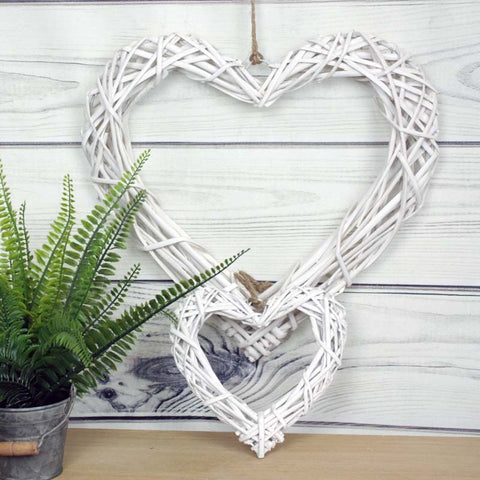 White Rattan Heart - 2 sizes available